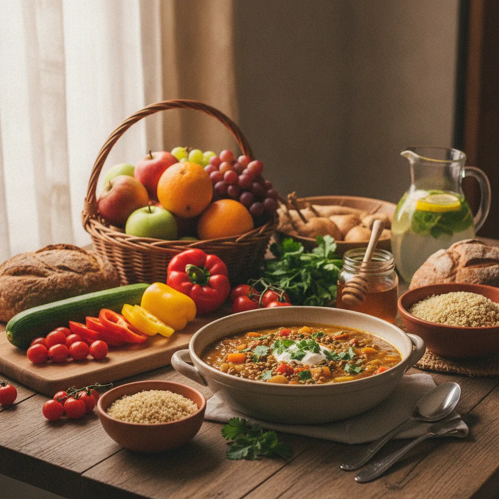 Aliments bruts et plat maison en alternative aux produits transformés