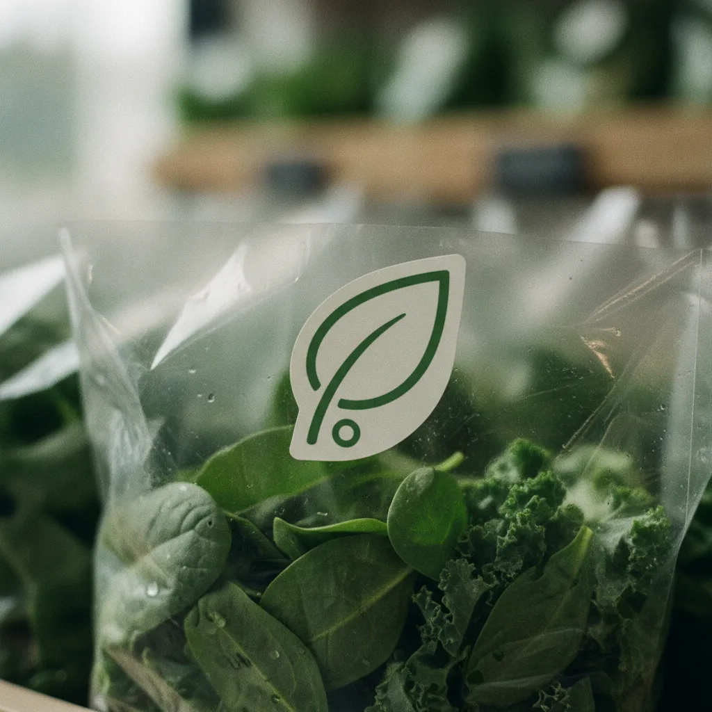 Étiquette de certification bio sur un produit frais