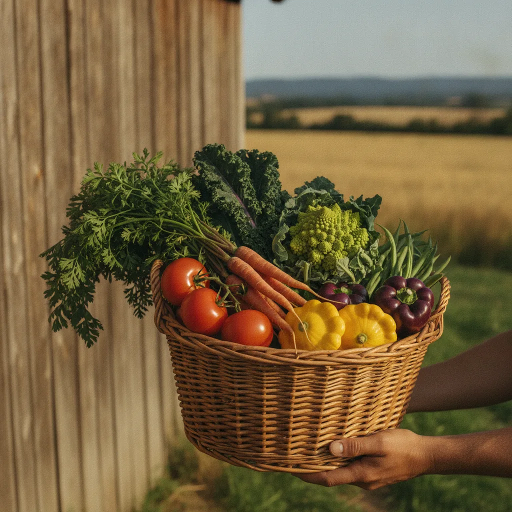 Panier de légumes de saison d'une AMAP en circuit court