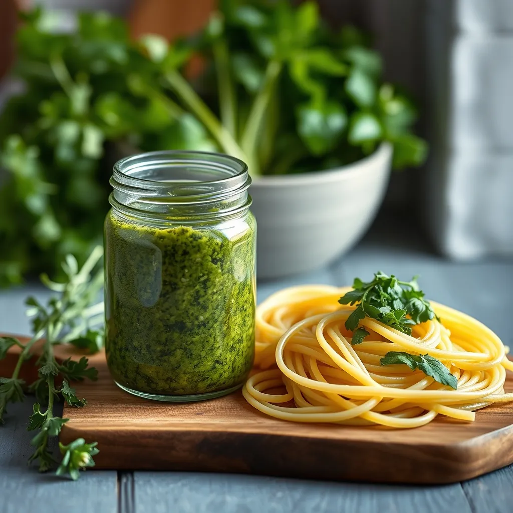 Le pesto de fanes de radis se prépare en cinq minutes et accompagne parfaitement des pâtes fraîches