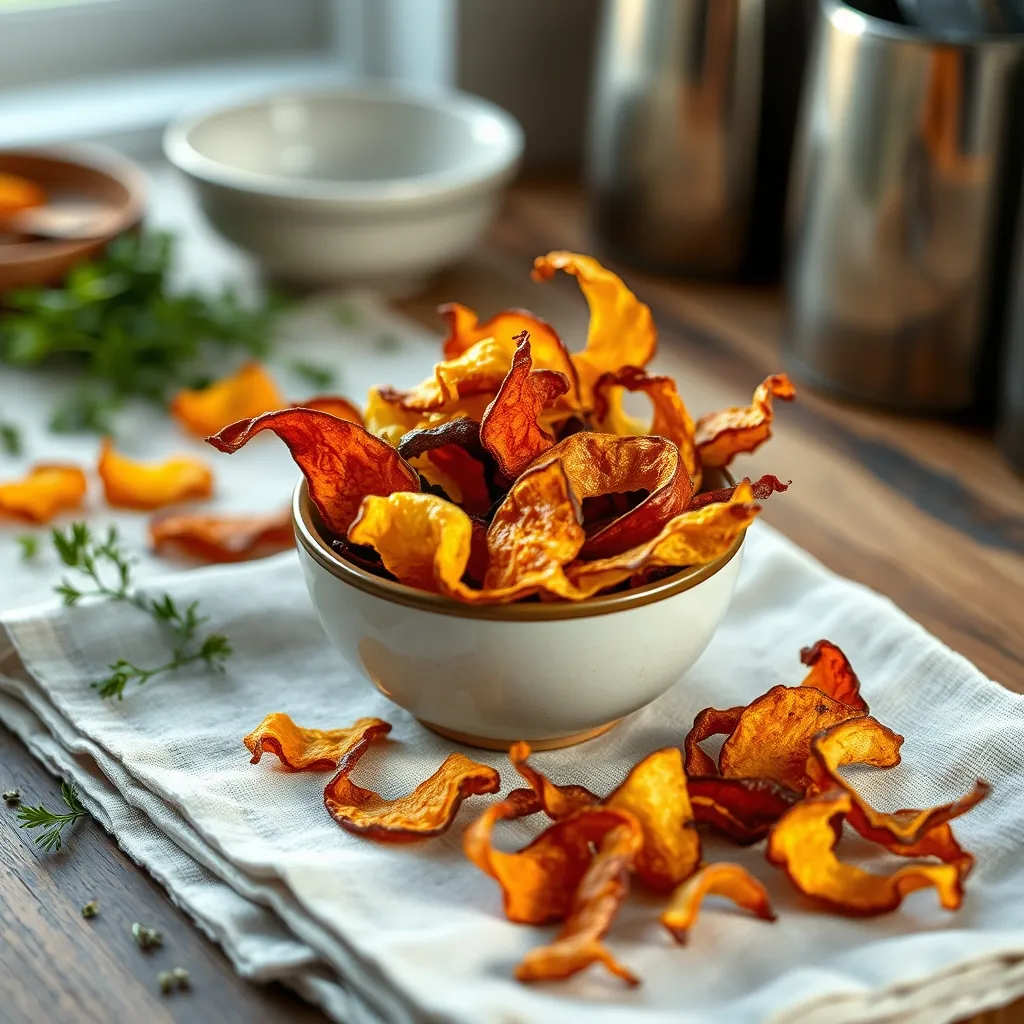 Les chips d'épluchures dorées au four constituent un apéritif anti-gaspi croustillant et savoureux
