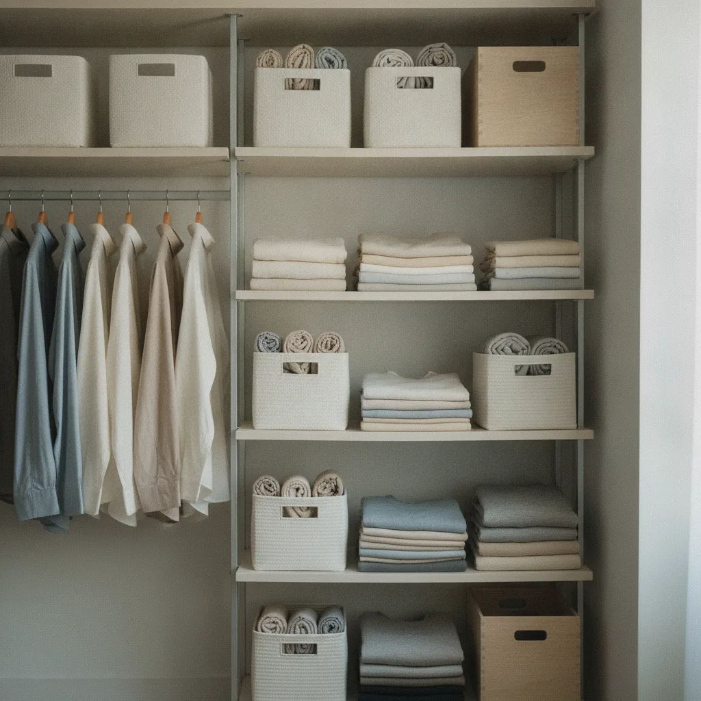 Placard rangé et organisé après désencombrement