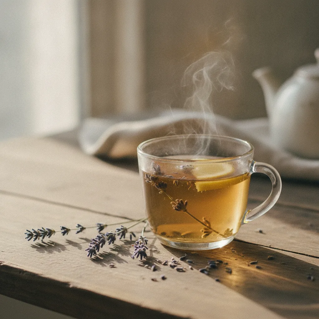 Tisane apaisante et brins de lavande pour la détente
