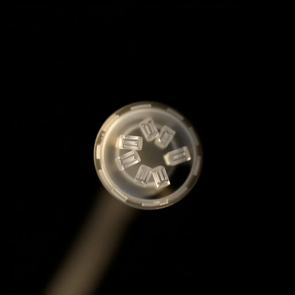 Vue en coupe d'un câble fibre optique montrant le cœur en verre, la gaine optique et les couches de protection