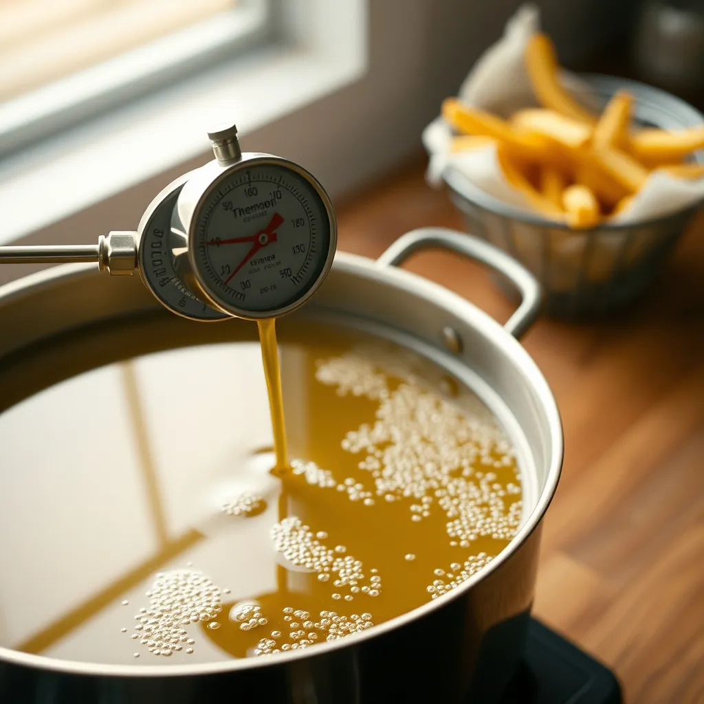 Un thermomètre de cuisine permet de contrôler précisément la température de l'huile de friture